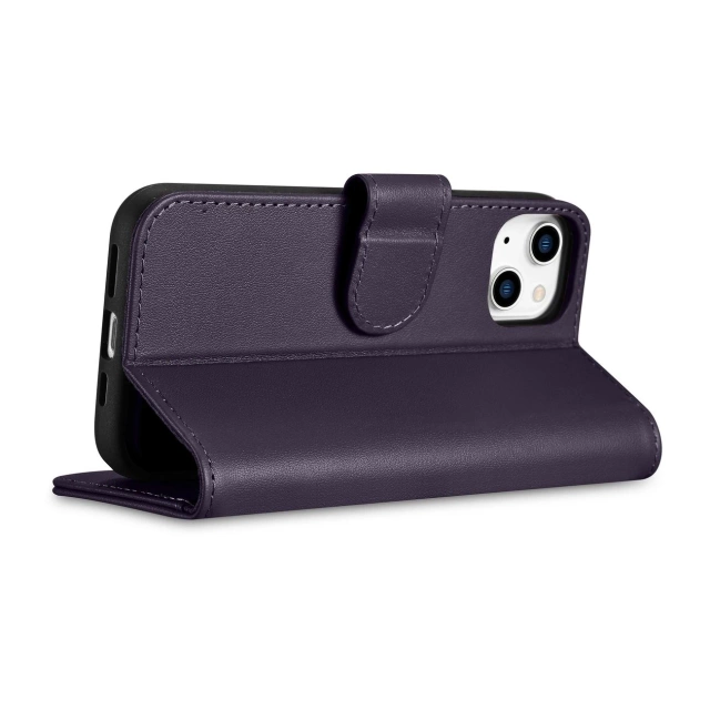 Чохол iCarer Wallet Case 2in1 Phone Case для iPhone 14 Plus Anti-RFID Leather Flip Cover Dark Purple