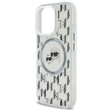 Etui Karl Lagerfeld do iPhone 16 Pro Max 6.9" Przezroczysty MagSafe IML Monogram Karl&Choupette Head 