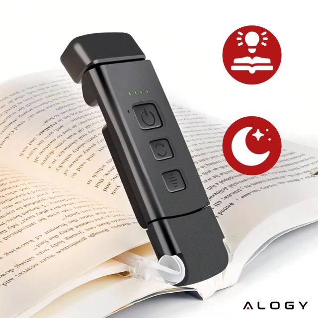 Alogy Clip Lamp LED Reading Lamp Rechargeable Book Clip Lamp Black