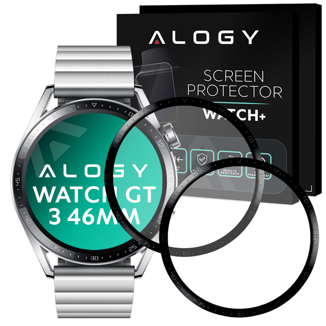 2x Alogy 3D Flexibles Glas für Huawei Watch GT 3 46mm Schwarz