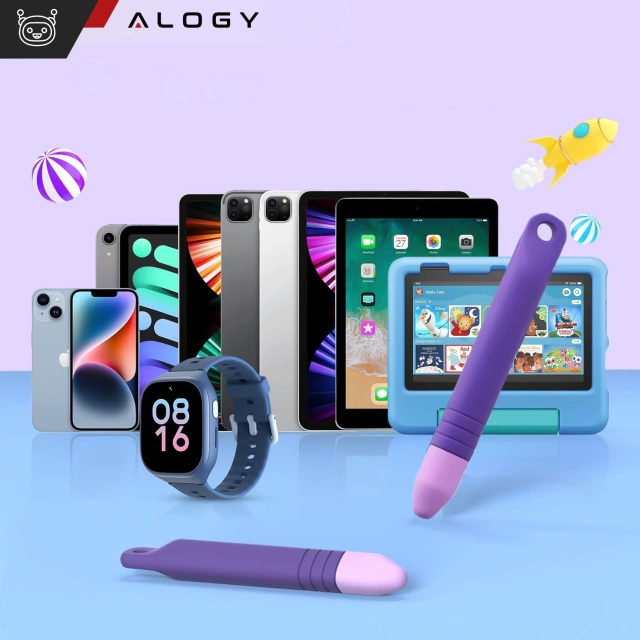 Ємнісний стилус для сенсорного екрану для телефону, планшета Alogy Stylus Pen для дітей 10 см фіолетовий