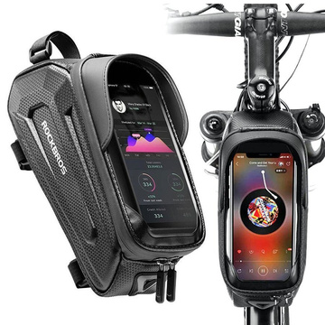 Pouch bag bike pannier phone holder for frame RockBros B68 Black