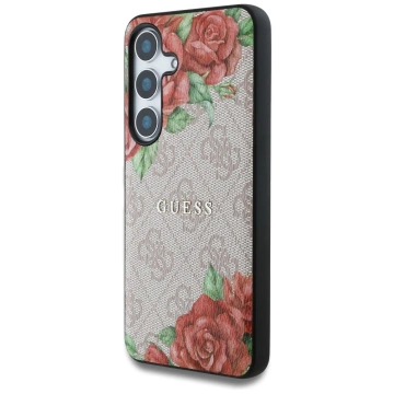 Etui Guess 4G Flowers Print MagSafe do Samsung Galaxy S25 Różowy