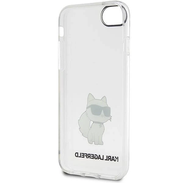 Etui na telefón Karl Lagerfeld do iPhone 7/8/SE 2020/2022 priehľadné pevné puzdro Ikonik Choupette