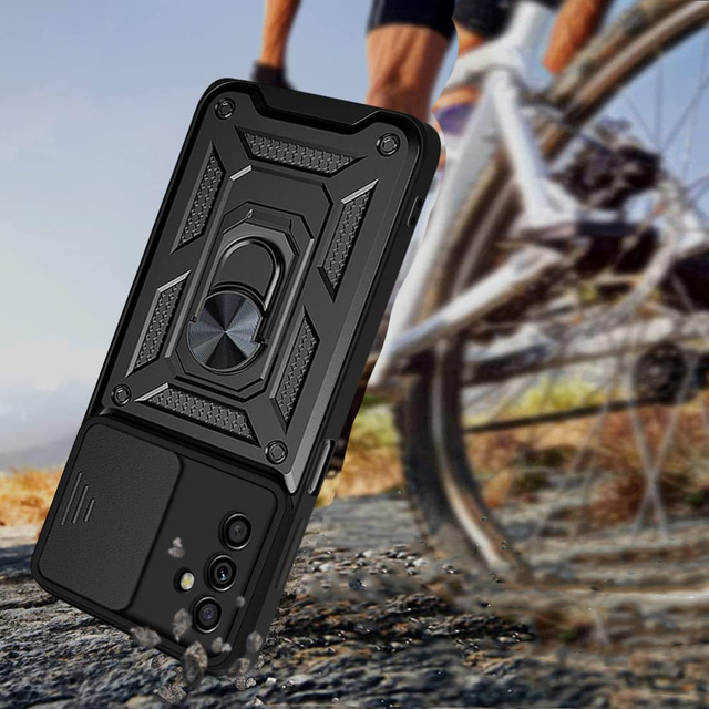 Puzdro Alogy Camshield Stand Ring s krytom na fotoaparát pre Samsung Galaxy M52