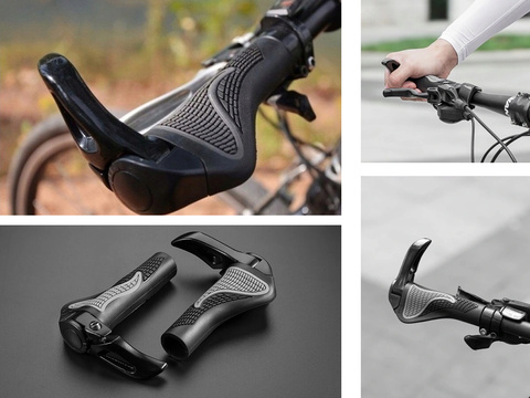 Bike grips RockBros handlebar grips BT1008B Black rubber horn grips