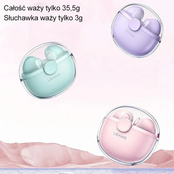 Bluetooth 5.1 sluchátka USAMS TWS řady BU bezdrátová růžová/růžová BHUBU04