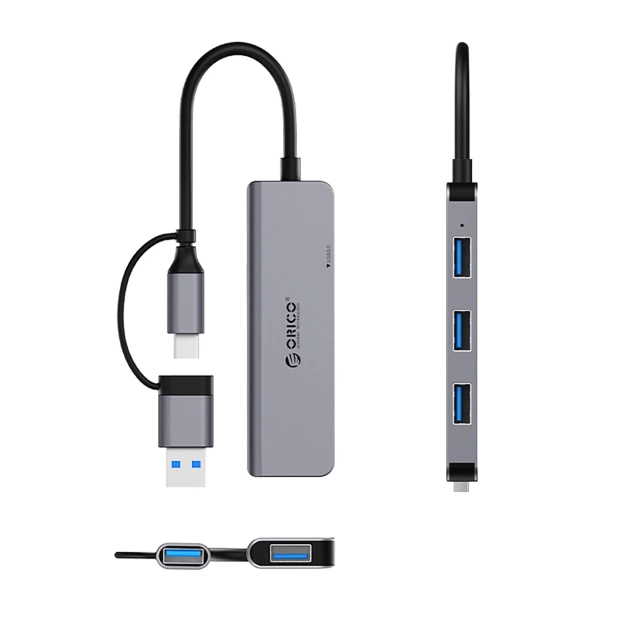 Hub USB-A/USB-C Orico YSA5-U3 3x USB-A 2.0 + 1x USB-A 3.0 Szary