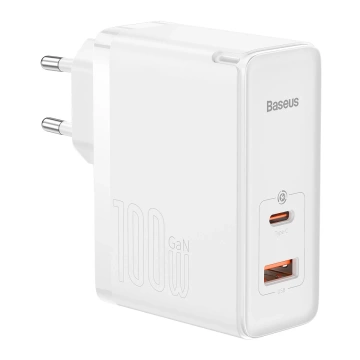 Baseus GaN5 Pro fast universal wall charger GaN USB Type C / USB 100W PD3.0, QC4.0 , AFC white (CCGP090202)