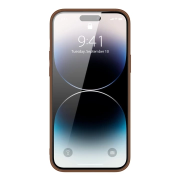 Dux Ducis Yolo Hülle iPhone 14 Pro elegante Hülle aus braunem Kunstleder