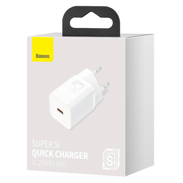 Baseus Super Si USB-C Typ C PD 25W biela nabíjačka s napájacím adaptérom