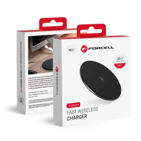 Ładowarka Indukcyjna Forcell Qi 15W Quick Charge USB-C Smukła Czarna