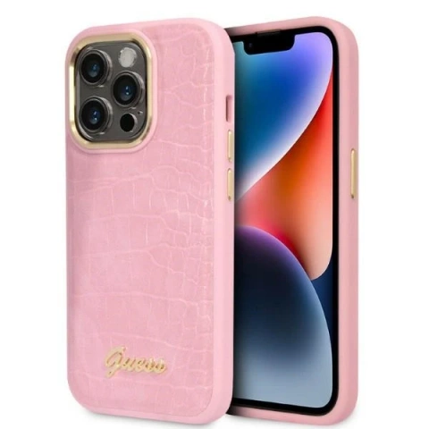 Etui Guess GUHCP14LHGCRHP do iPhone 14 Pro 6,1" hardcase Croco Collection