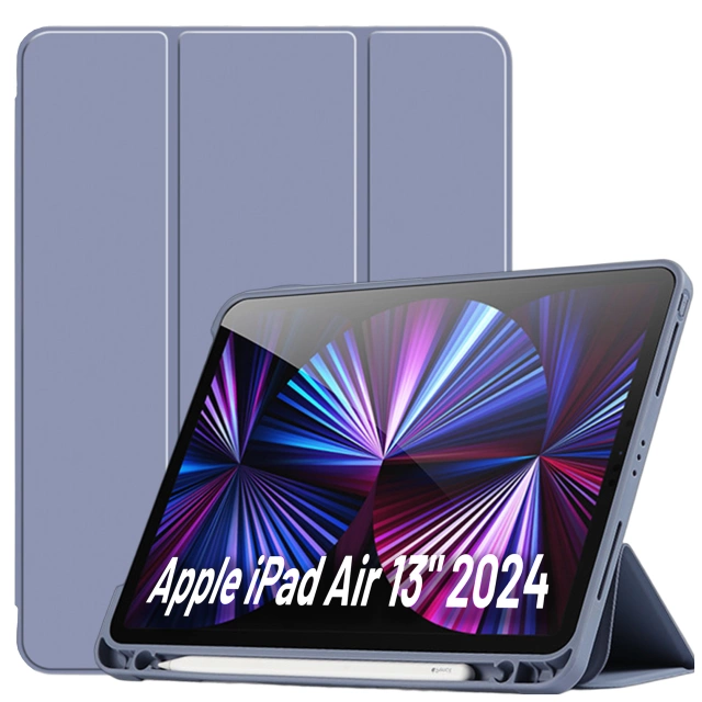 Etui ochronne z rysikiem do Apple iPad Air 13" 2024/2025, iPad Pro 12.9" 2018-2022 obudowa na tablet Fioletowe + Szkło