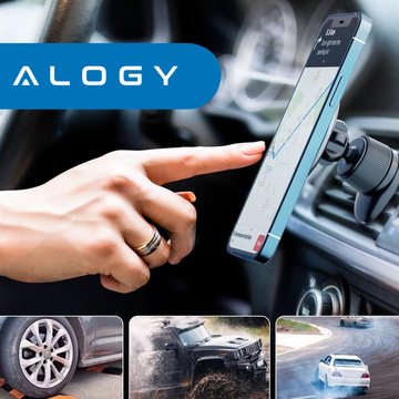 Alogy magnetický držiak do auta pre MagSafe pre iPhone 14 13 12 mriežka čierna