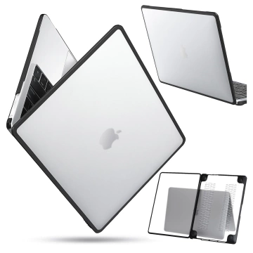 Ochranné puzdro pre Apple Macbook Air 13 13,3" - 2018-2020 (M1 A2337/A2179/A1932) Puzdro Alogy MatteGuard™, matná priehľadná biela s čiernym rámom