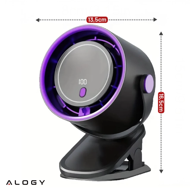 Schreibtischventilator, Standventilator, kleiner Umwälzventilator mit Clip, kabelloser Handventilator, 500 mAh, USB-C, Alogy White