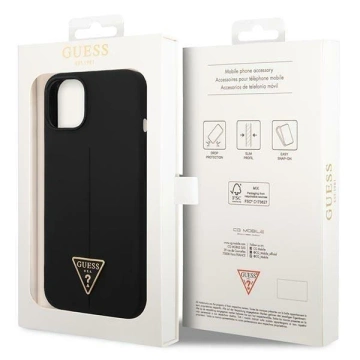 Etui Guess GUHCP14SSLTGK pro Apple iPhone 14 6,1" černý/černý pevný obal silikonový trojúhelník