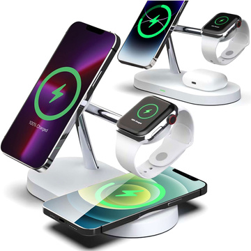 Індукційний зарядний пристрій Qi MagSafe 3in1 для iPhone / AirPods / Watch White