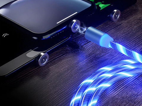 1m Alogy magnetický LED Lightning Blue kabel