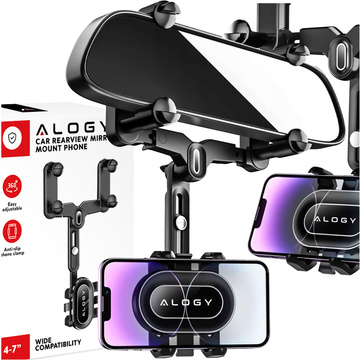 Držák telefonu do auta na zpětné zrcátko do auta Alogy Mirror Car Holder Black