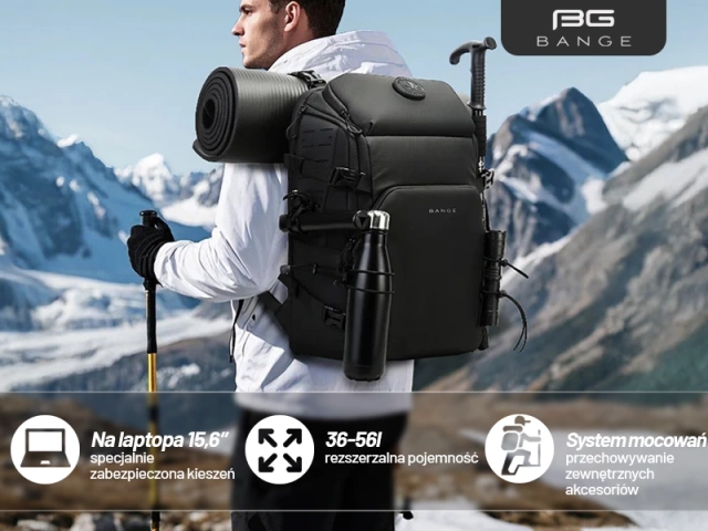 Bange wasserdichter Rucksack für 15,6-Zoll-Laptop, Stadtreisender, 45 x 30 x 16 cm, für Arbeit, Flugzeug, Herren, Damen, mit USB-Anschluss Schwarz