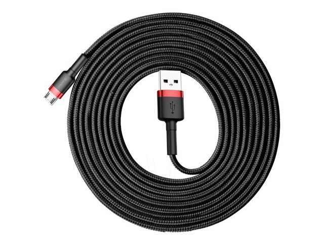 3 m langes Baseus Cafule-Kabel, strapazierfähiges Micro-USB-2A-rotes Nylonkabel