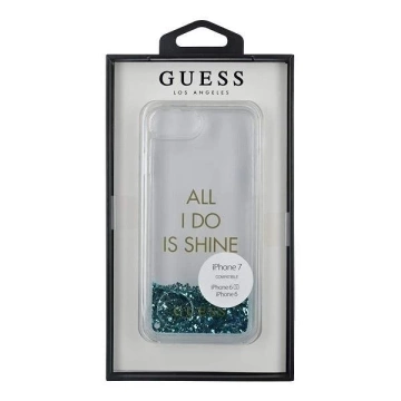 Guess GUHCP7GLUQBL iPhone 6/7/8 /SE 2020 niebieski/modré pevné puzdro Liquid Glitter Party
