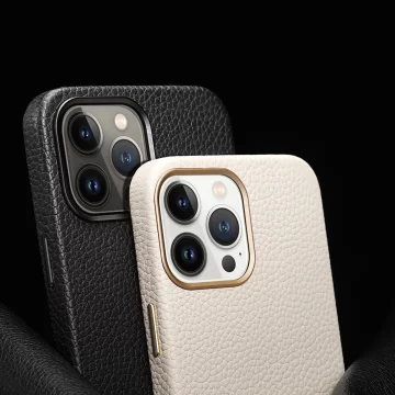 Шкіряний чохол Dux Ducis Roma для iPhone 13 Pro Max елегантний чохол з натуральної шкіри білий