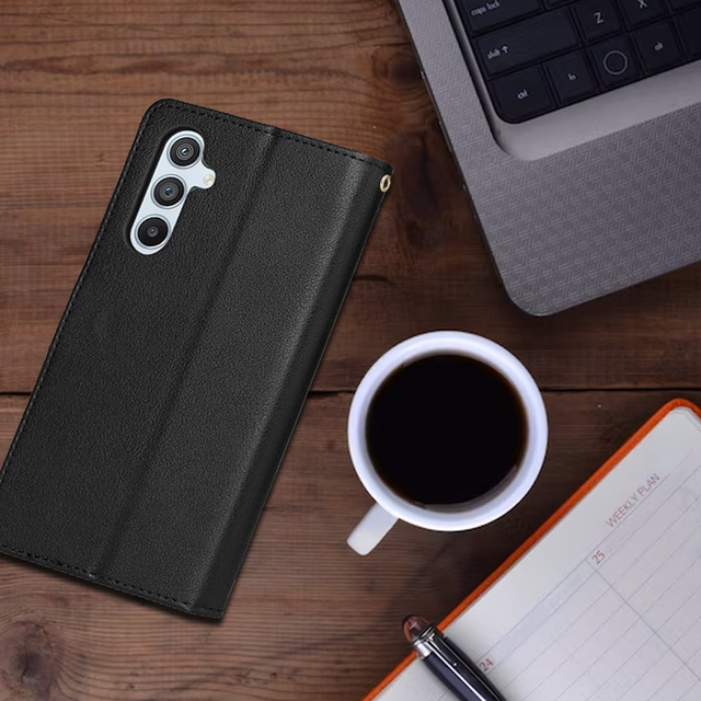 Schützende Flip-Leder-Brieftasche Alogy Wallet Case Handyhülle für Samsung Galaxy A54 5G Schwarzes Glas