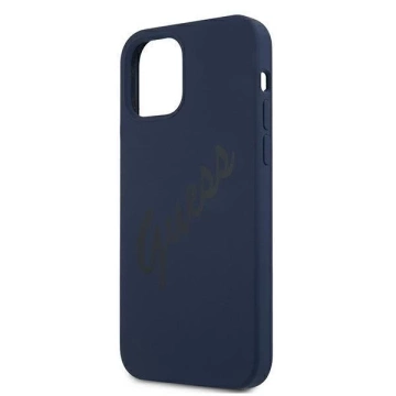 Guess GUHCP12SLSVSBL iPhone 12 mini 5,4" černý/modrý pevný obal Script Vintage