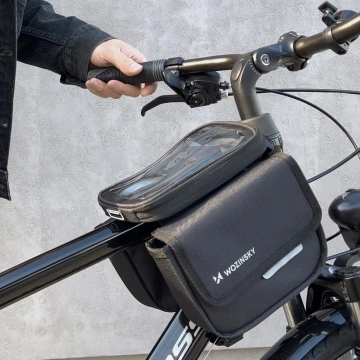 Wozinsky bicycle frame bag bike bag waterproof phone case 1.5l black (WBB26BK)