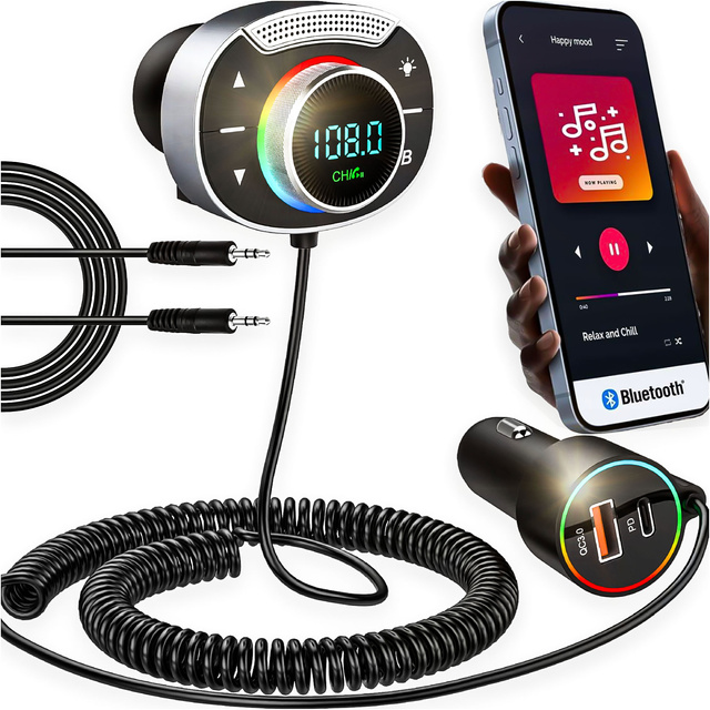 Bluetooth Audio FM MP3 BT vysílač Rychlá USB nabíječka do auta QC 3.0 USB-C typu C PD pro Alogy Car