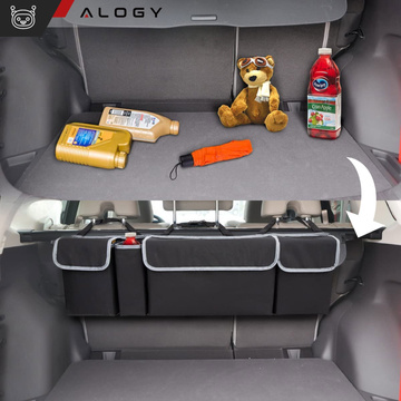 Car organizer Bag for the trunk of the car car large trunk for the seat with Velcro Alogy Black 2x headrest holder
