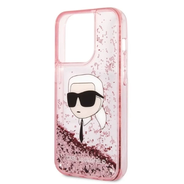 Karl Lagerfeld KLHCP14XLNKHCP pouzdro pro iPhone 14 Pro Max 6,7" pevný obal Glitter Karl Head růžový/růžový