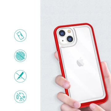 Clear 3in1 case for iPhone 13 gel cover with frame red