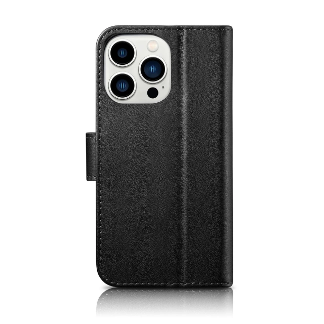 Etui na telefon iCarer Wallet Case 2in1 do iPhone 14 Pro Max skórzany pokrowiec z klapką Anti-RFID czarny