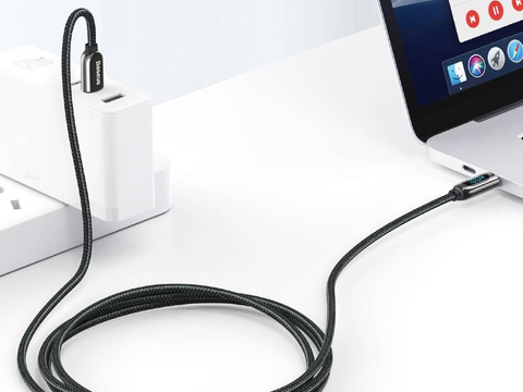 1m Kábel Baseus Kábel USB-C typu C s PD 5A 100W Čierny merač prúdu