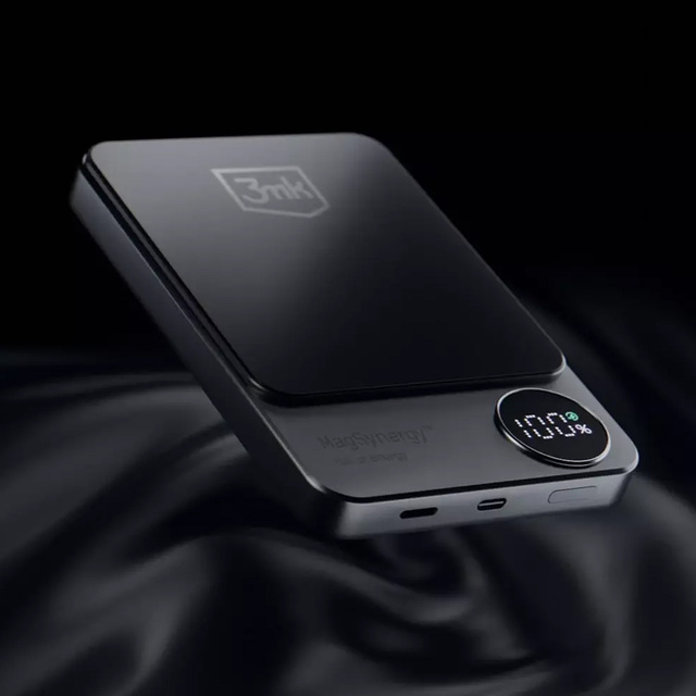 Powerbank 3mk MagSafe 10000 mAh QI USB-C Lightning LED MagSynergy bezprzewodowy indukcyjny Czarny