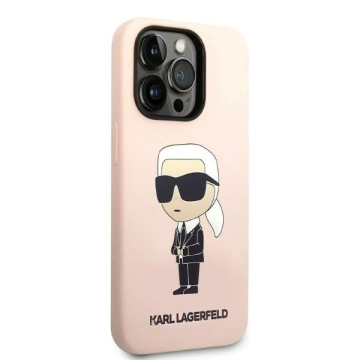 Ochranné pouzdro na telefon Karl Lagerfeld KLHCP14LSNIKBCP pro Apple iPhone 14 Pro 6.1" hardcase růžové/růžové silikonové Ikonik