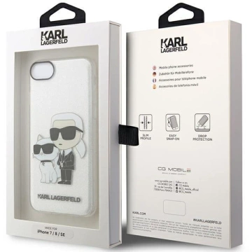 Etui na telefon Karl Lagerfeld do iPhone 7/8/SE 2020/2022 transparent hardcase Gliter Karl