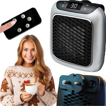 Výkonný mini elektrický ohrievač Farelka ventilátorový ohrievač na zásuvkový kontakt Pilot 800W ohrievač ohrievač EU Alogy šedá