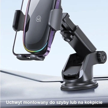 Uchwyt Indukcyjny 15W USAMS US-CD187 Szyba/Deska/Kratka Czarny