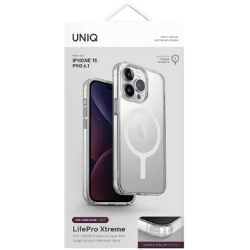 UNIQ LifePro Xtreme pouzdro pro iPhone 15 Pro 6.1" Magclick Charging transparentní/mrazuvzdorné
