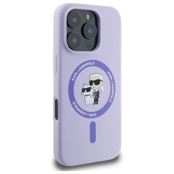 Karl Lagerfeld iPhone 16 Pro 6.3" Case Purple MagSafe Hardcase Silicone Karl