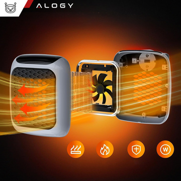 Leistungsstarker Mini-Elektroheizer Farelka Heizlüfter für Socket Contact Pilot 800W Heizgerät EU Alogy Grau