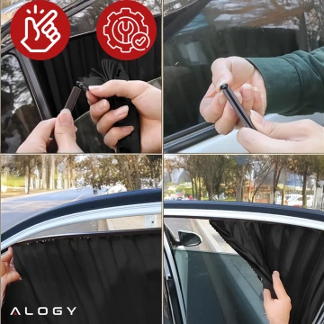 Abdeckung Magnetisches Vorhangrollo für vordere Seitenfenster für Auto-Sonnenschutz UV-Schutz Schwarz [2 Stück]