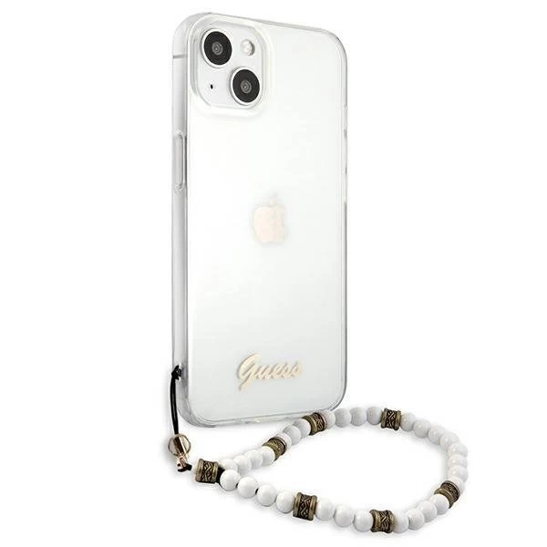 Guess GUHCP13SKPSWH iPhone 13 mini 5,4" Transparentné pevné puzdro White Pearl