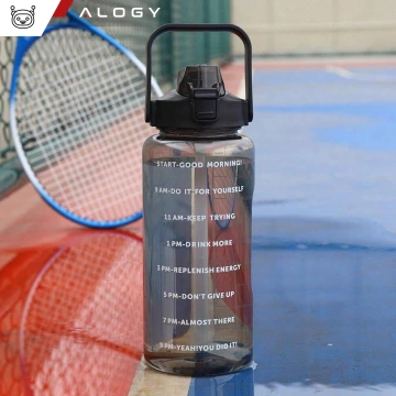 Пляшка велика, поїлка Alogy MotivHydro Мотиваційна мірна чашка 2л 2000мл Чорний