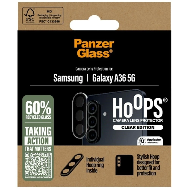 Ochranné tvrzené sklo PanzerGlass Hoops pro Samsung Galaxy A36 5G, čiré